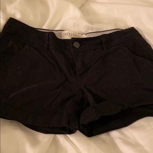 Black midi twill shorts